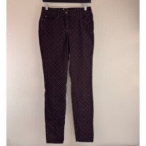 Boden Corduroy Pants Womens US 6L Long UK 10L Skinny Brown Black Geometric Print